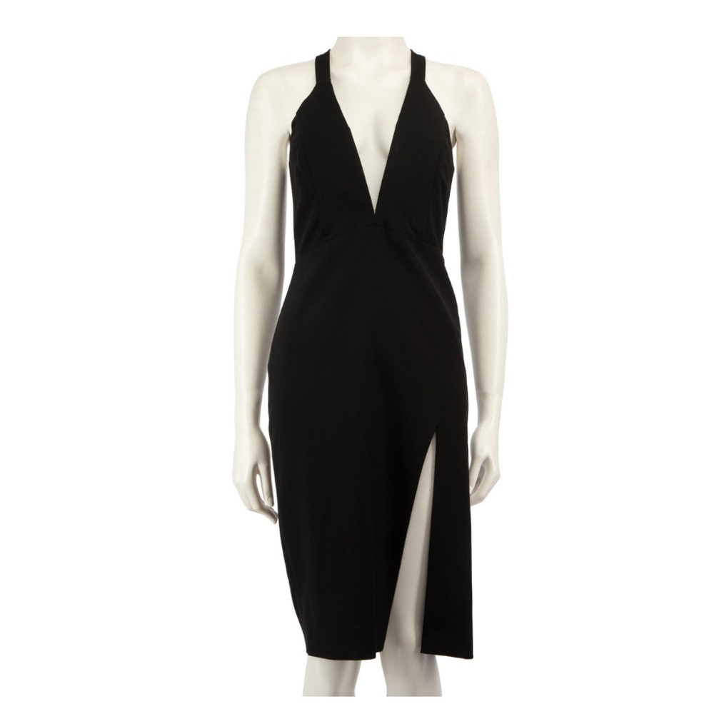 Michelle Mason Deep Plunge Asymmetrical Dress